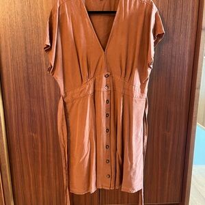 Quince Terracotta V-Neck Dress